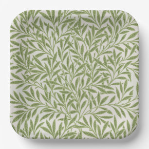 Pattern of green leafy branches paper plates