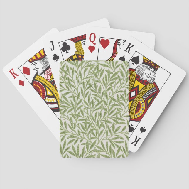 Pattern of green leafy branches  poker cards (Back)