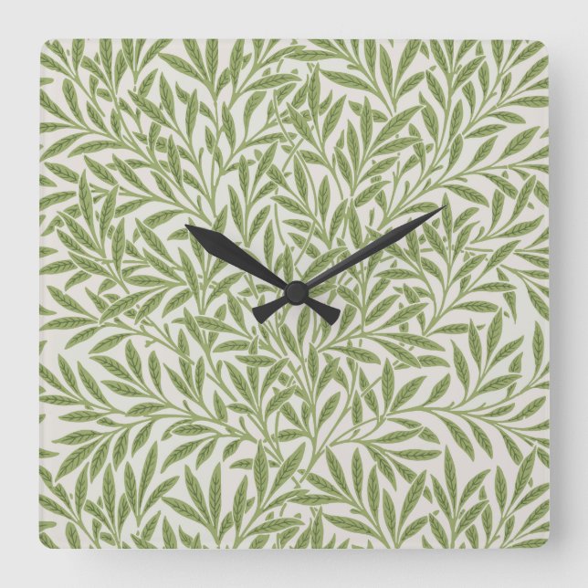 Pattern of green leafy branches  square wall clock (Front)