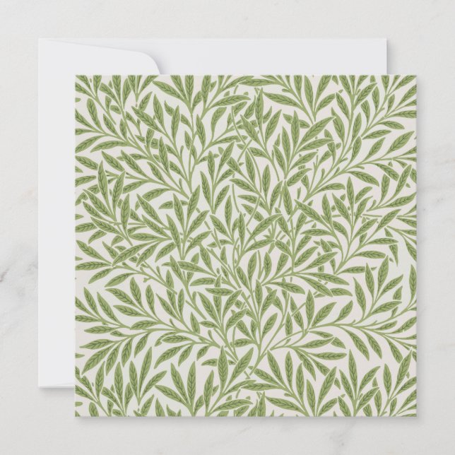 Pattern of green leafy branches  thank you card (Front)