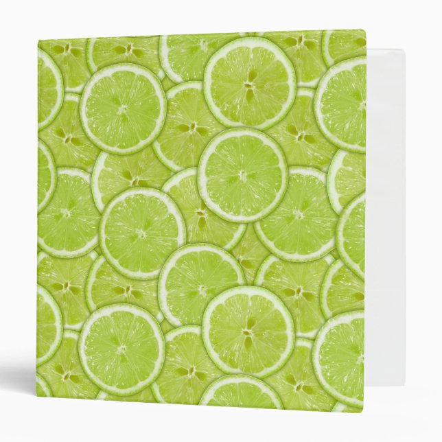 Pattern Of Green Lime Slices 3 Ring Binder (Front/Inside)