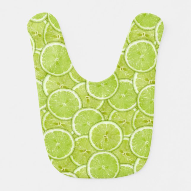 Pattern Of Green Lime Slices Baby Bib (Front)