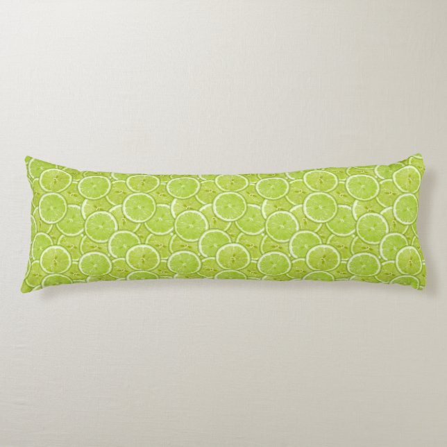 Pattern Of Green Lime Slices Body Pillow (Front)