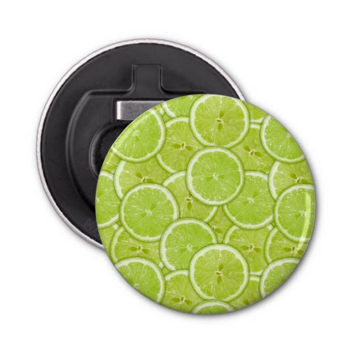 Pattern Of Green Lime Slices Bottle Opener