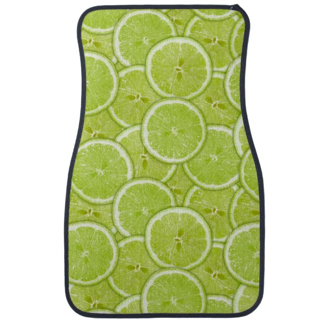 Pattern Of Green Lime Slices Car Floor Mat (Front)