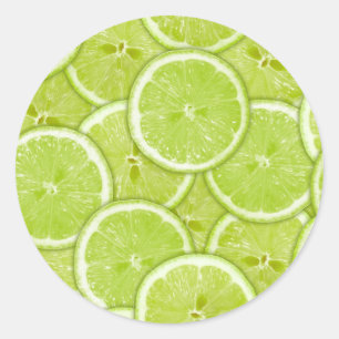 Pattern Of Green Lime Slices Classic Round Sticker