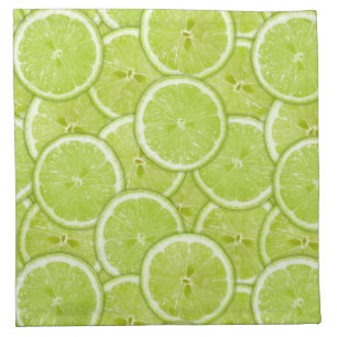 Pattern Of Green Lime Slices Cloth Napkin