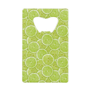 Pattern Of Green Lime Slices Credit Card Bottle Opener