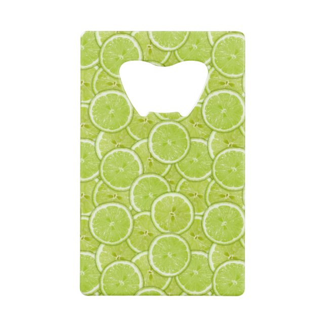 Pattern Of Green Lime Slices Credit Card Bottle Opener (Front)