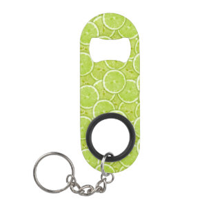Pattern Of Green Lime Slices Keychain Bottle Opener