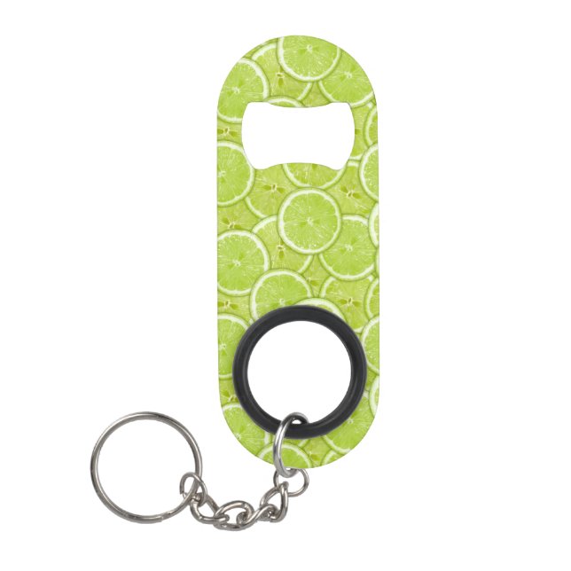 Pattern Of Green Lime Slices Keychain Bottle Opener (Front)