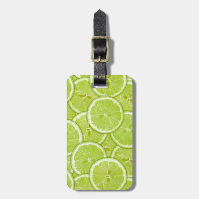 Pattern Of Green Lime Slices Luggage Tag (Front Vertical)