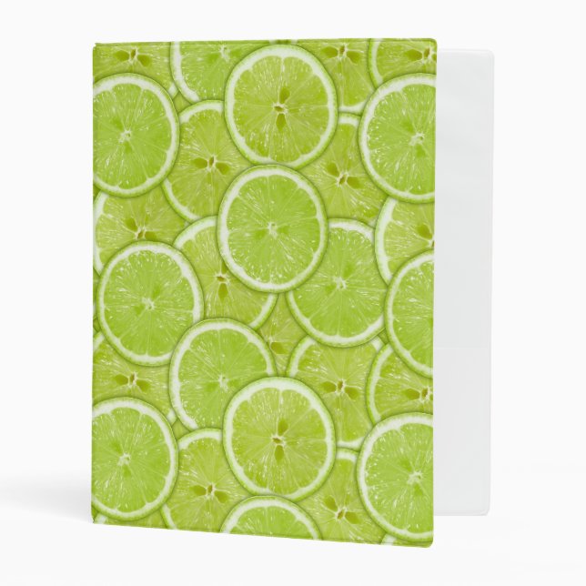 Pattern Of Green Lime Slices Mini Binder (Front/Inside)