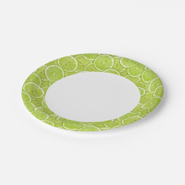 Pattern Of Green Lime Slices Paper Plates (Angled)