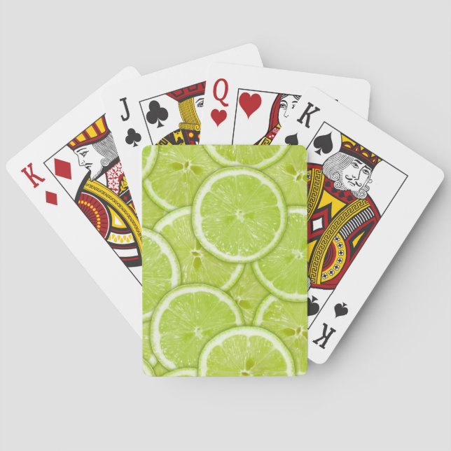 Pattern Of Green Lime Slices Poker Cards (Back)