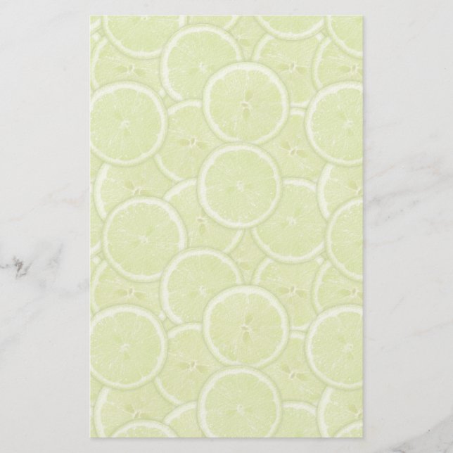 Pattern Of Green Lime Slices Stationery (Front)