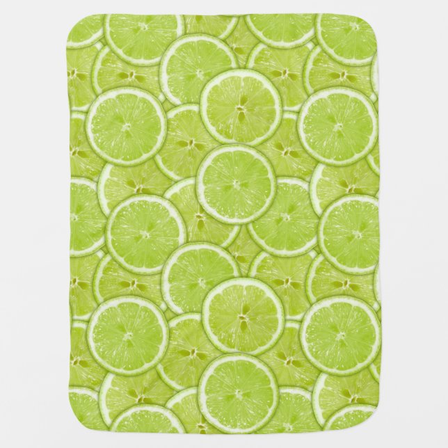 Pattern Of Green Lime Slices Swaddle Blanket (Front)
