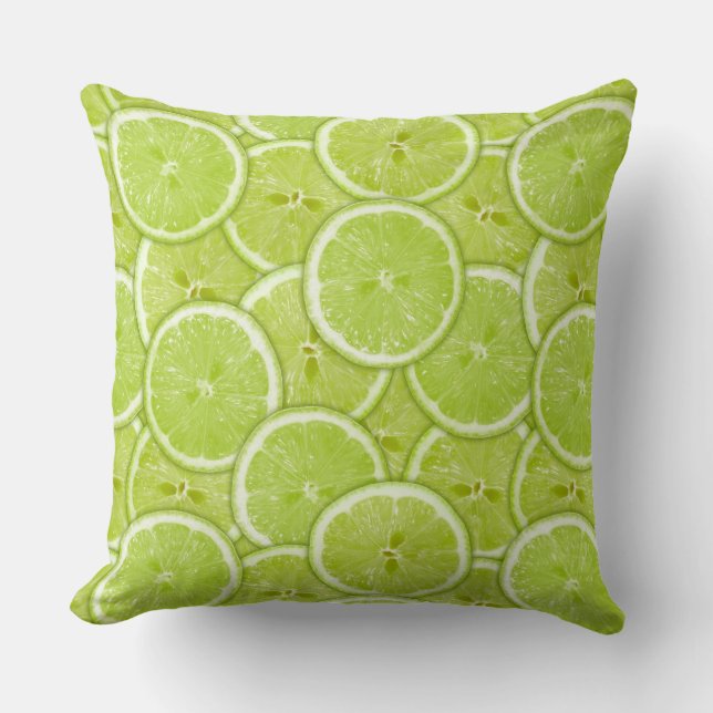 Pattern Of Green Lime Slices Throw Pillow (Front)