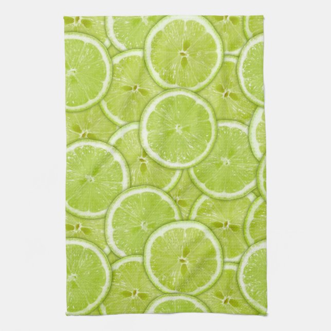 Pattern Of Green Lime Slices Towel (Vertical)