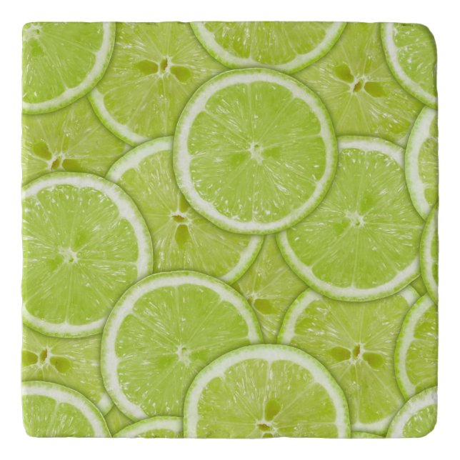 Pattern Of Green Lime Slices Trivet (Front)