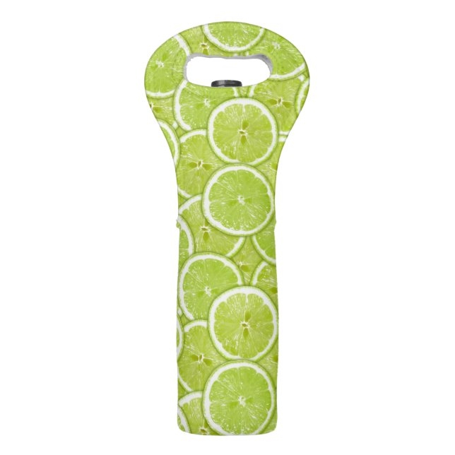 Pattern Of Green Lime Slices Wine Bag (Front)
