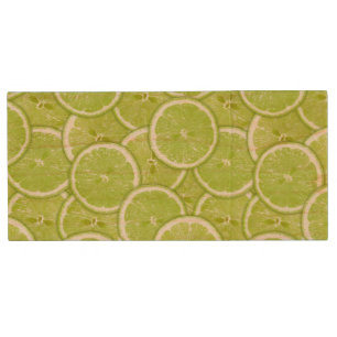 Pattern Of Green Lime Slices Wood USB Flash Drive