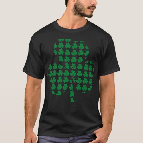 Pattern of Green Shamrocks in Single Shamrock T_Shirt