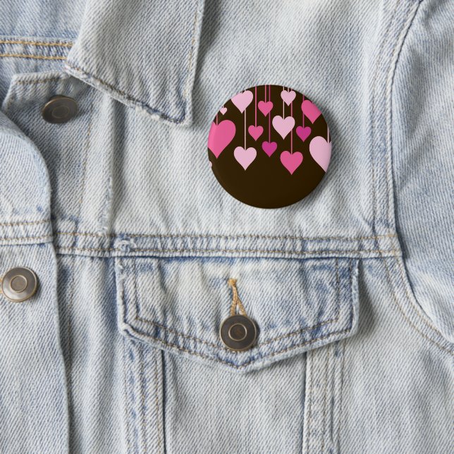 Pattern Of Hearts, Pink Hearts, Heart Pattern Pinback Button (In Situ)