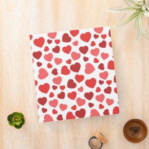 Pattern Of Hearts, Red Hearts, Hearts Pattern 3 Ring Binder