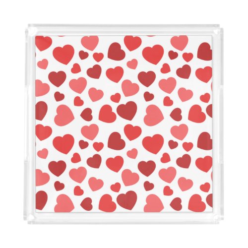 Pattern Of Hearts Red Hearts Hearts Pattern Acrylic Tray