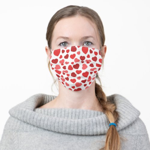 Pattern Of Hearts Red Hearts Hearts Pattern Adult Cloth Face Mask