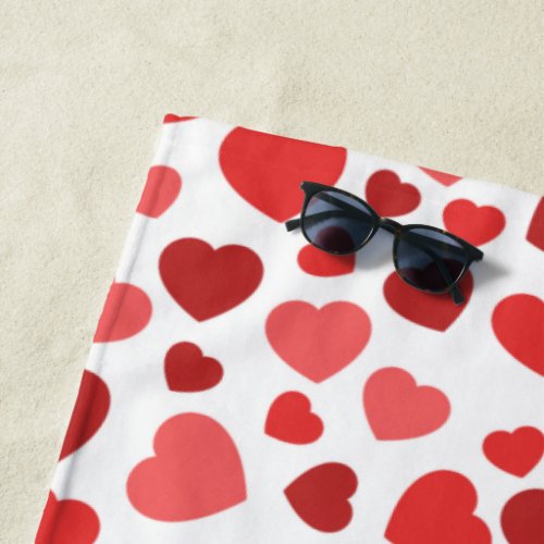 Pattern Of Hearts Red Hearts Hearts Pattern Beach Towel
