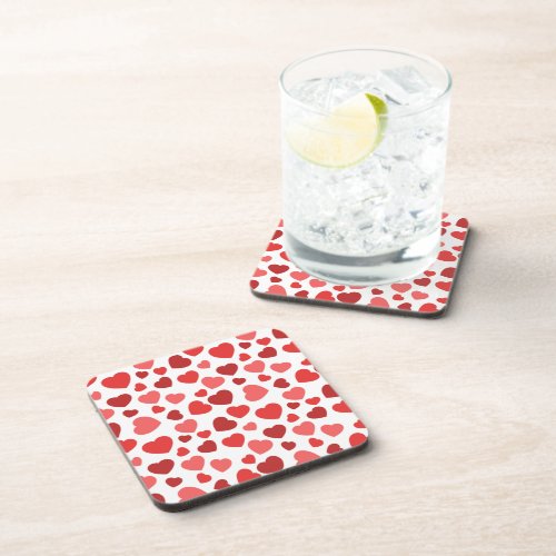 Pattern Of Hearts Red Hearts Hearts Pattern Beverage Coaster