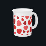 Pattern Of Hearts, Red Hearts, Hearts Pattern Beverage Pitcher<br><div class="desc">Cute,  fun and adorable pattern with red hearts. Modern and trendy gift,  perfect for Valentine's Day.</div>