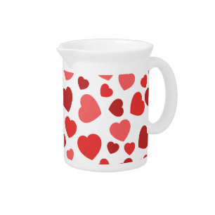 Pattern Of Hearts, Red Hearts, Hearts Pattern Beverage Pitcher