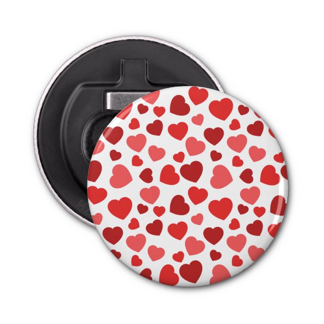 Pattern Of Hearts, Red Hearts, Hearts Pattern Bottle Opener (Front)