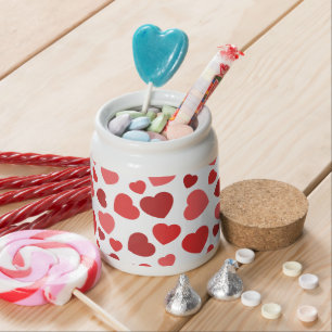 Pattern Of Hearts, Red Hearts, Hearts Pattern Candy Jar
