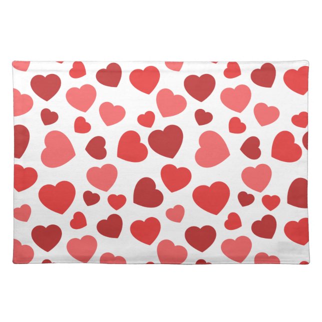 Pattern Of Hearts, Red Hearts, Hearts Pattern Cloth Placemat (Front)