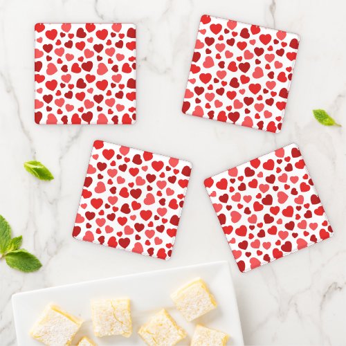 Pattern Of Hearts Red Hearts Hearts Pattern Coaster Set