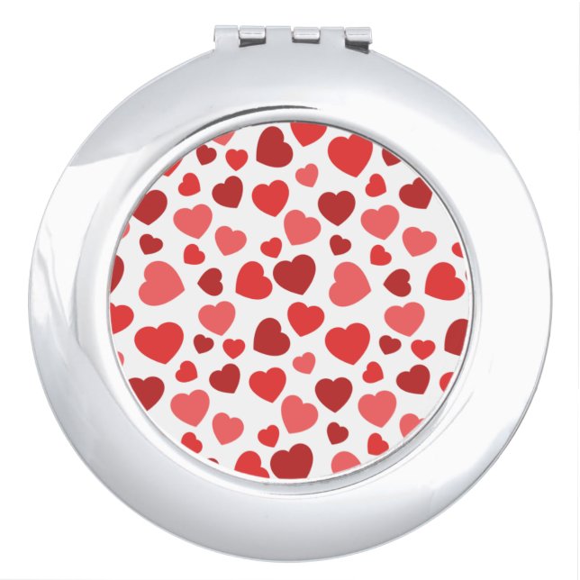 Pattern Of Hearts, Red Hearts, Hearts Pattern Compact Mirror (Front)