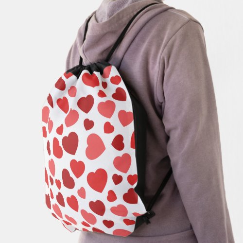 Pattern Of Hearts Red Hearts Hearts Pattern Drawstring Bag