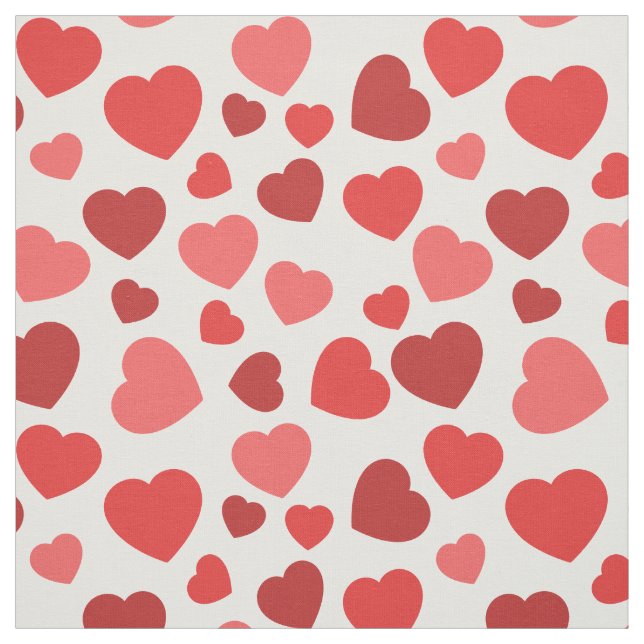Pattern Of Hearts, Red Hearts, Hearts Pattern Fabric (Swatch)
