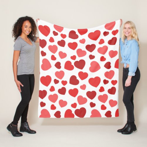 Pattern Of Hearts Red Hearts Hearts Pattern Fleece Blanket