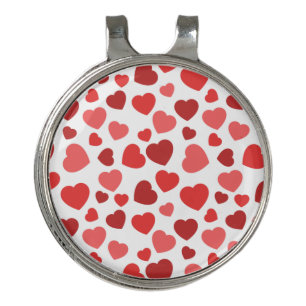 Pattern Of Hearts, Red Hearts, Hearts Pattern Golf Hat Clip
