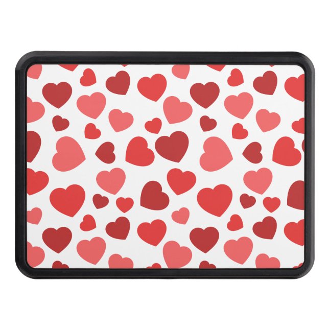 Pattern Of Hearts, Red Hearts, Hearts Pattern Hitch Cover (Front)