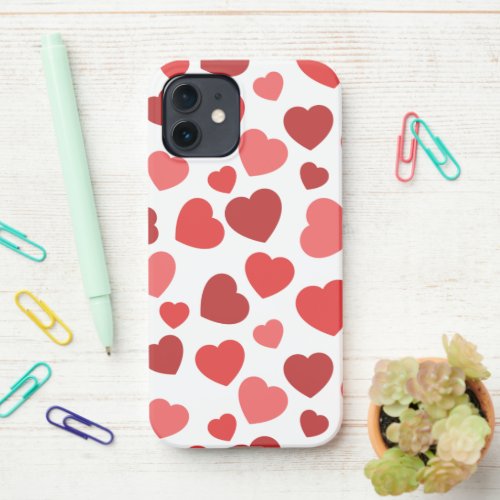 Pattern Of Hearts Red Hearts Hearts Pattern iPhone 12 Case