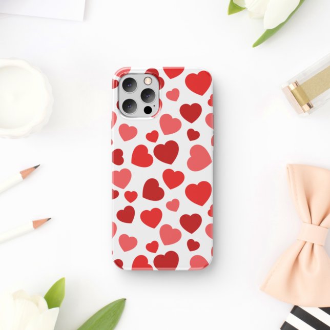 Pattern Of Hearts, Red Hearts, Hearts Pattern iPhone Case (Creator Uploaded)