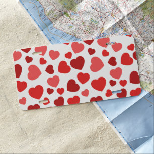 Pattern Of Hearts, Red Hearts, Hearts Pattern License Plate