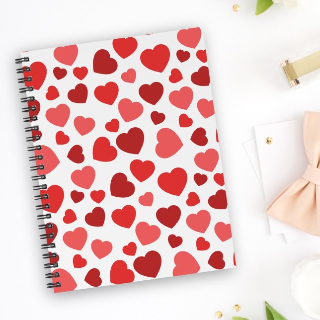 Pattern Of Hearts, Red Hearts, Hearts Pattern Notebook (Creator Uploaded)