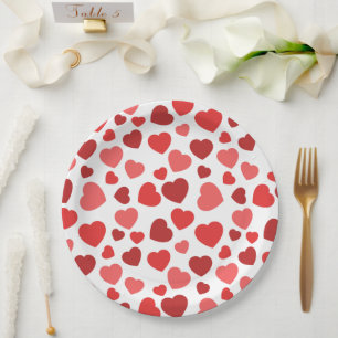 Pattern Of Hearts, Red Hearts, Hearts Pattern Paper Plates